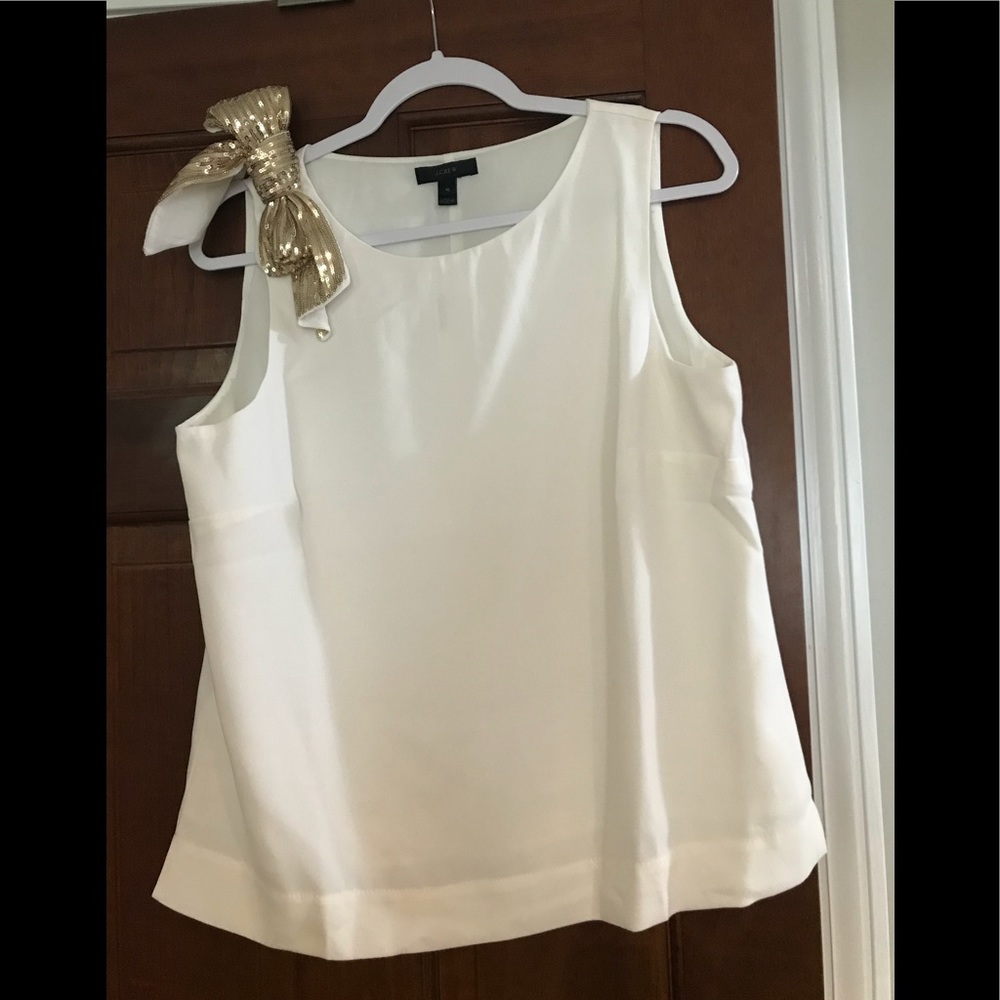 J. Crew Tank with Gold Sequin Bow. NWT. Sz 10